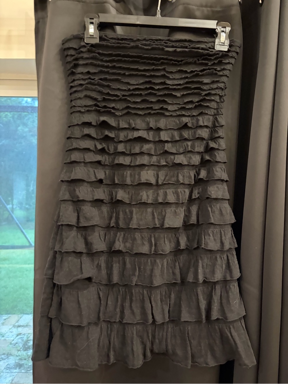 Express Black Strapless Ruffle Mini Dress XS